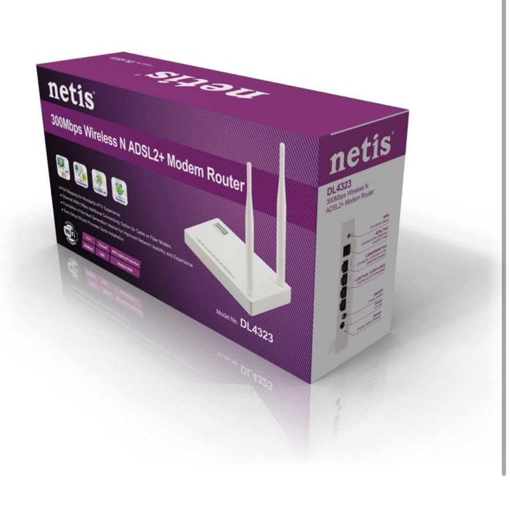 NEW Open Box Netis DL4323 300Mbps High-Speed Wireless N ADSL2 and Modem Router - Picture 5 of 7